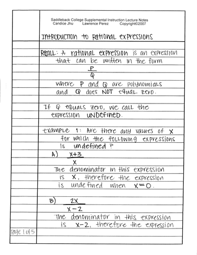 Introduction to Rational Expressions | Teaching Resources