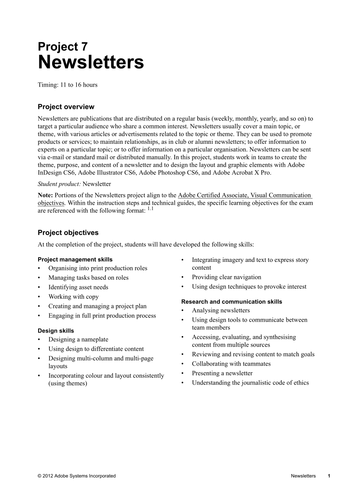 Visual Design CS6: Newsletters | Teaching Resources