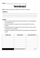 Newton Meter Experiment Worksheet by Sugarpopp | Teaching Resources
