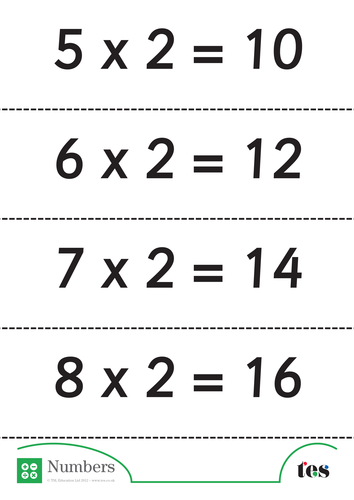 Two Times Table Flash Cards - with answers | Teaching Resources