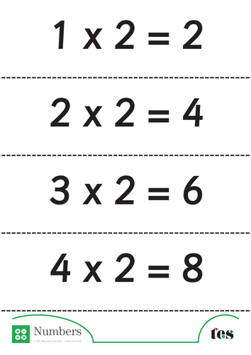 Two Times Table Flash Cards - with answers | Teaching Resources