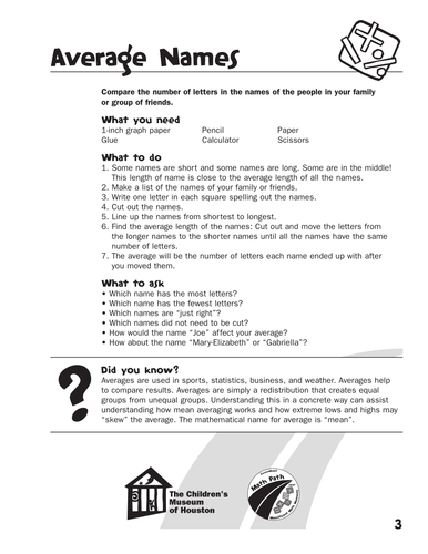 Average Names | Teaching Resources