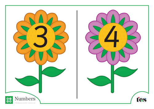 Number Cards Plants And Flowers Theme 1 10 Teaching Resources
