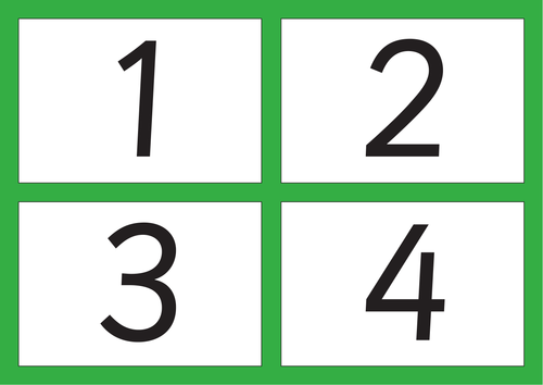 Flash Cards Four Numbers Per Sheet 1 Teaching Resources