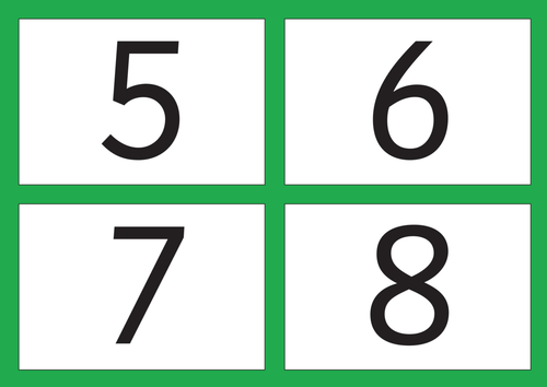 a4 flash cards four numbers per sheet 1 20 teaching resources