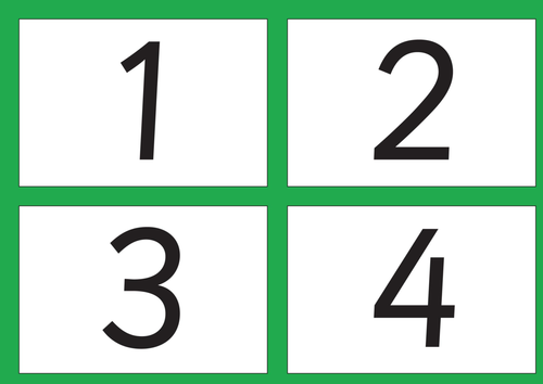 a4 flash cards four numbers per sheet 1 20 teaching resources