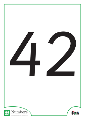 A4 Flash cards –Numbers 41-45