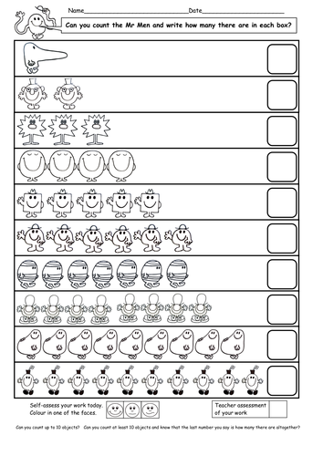 Mr Men counting numbers up 10 by ruthbentham - Teaching ...
