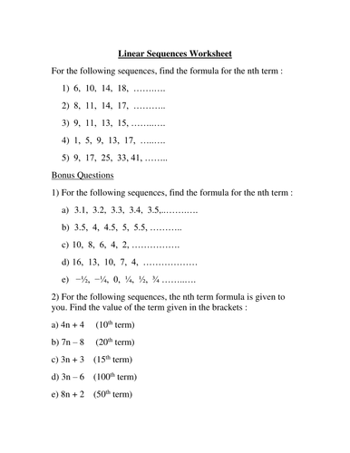 Sequences | Teaching Resources