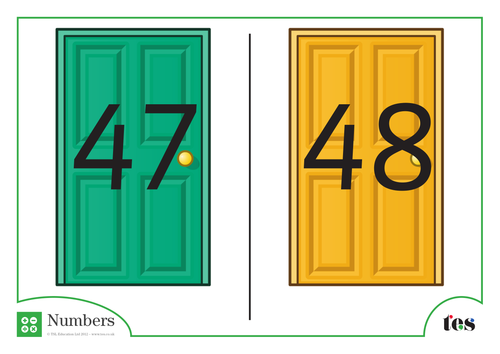 Number Cards - Doors Theme 41-50 | Teaching Resources