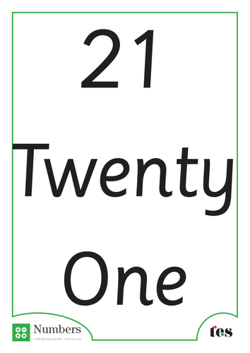A4 Words and Numbers Flash Cards 21-25 | Teaching Resources