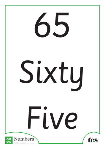 A4 Words and Numbers Flash Cards 61-65 | Teaching Resources