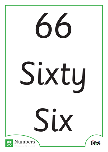 A4 Words and Numbers Flash Cards 66-70 | Teaching Resources