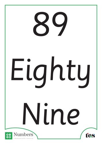 A4 Words and Numbers Flash Cards 86-90 | Teaching Resources