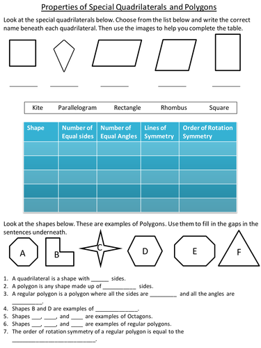 Properties of Quadrilaterals and Polygons | Teaching Resources