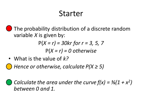 Continuous Random Variables | Teaching Resources