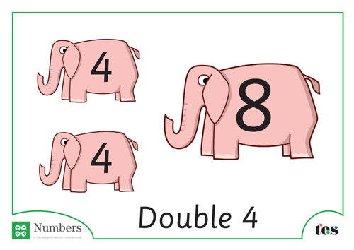 Doubles - Elephants Theme (Double 4) | Teaching Resources