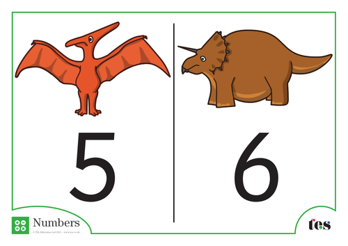 number cards dinosaur theme 1 10 teaching resources