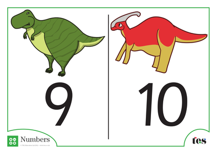 number cards dinosaur theme 1 10 by tes1231 uk teaching resources tes