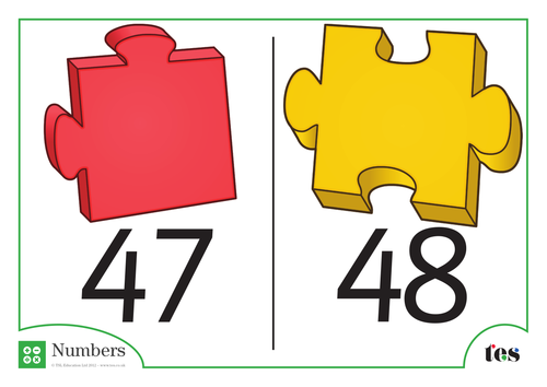 Number Cards - Jigsaw Pieces Theme 41-50 | Teaching Resources