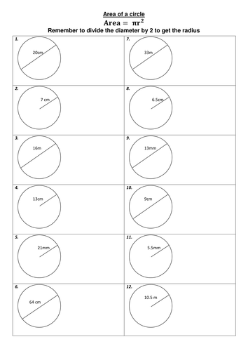 Worksheet Area Of A Circle Worksheet calculating the area of a circle by swaller25 teaching resources docx preview resource