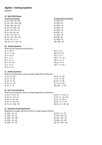 Linear Equations | Teaching Resources