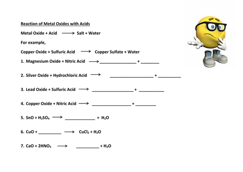 reaction metals carbonates oxides acid worksheet teaching resources