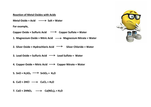 Reaction metals, carbonates, oxides acid worksheet | Teaching Resources