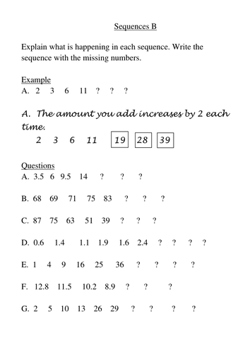 Number sequences | Teaching Resources