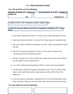 Differentiated Mole Calculations now with answers | Teaching Resources