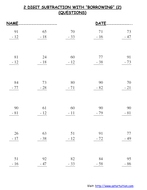 2 DIGIT SUBTRACTION WITH 'BORROWING' (2) + Answers | Teaching Resources