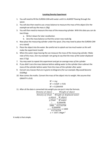 Density and Archimedes Principle | Teaching Resources