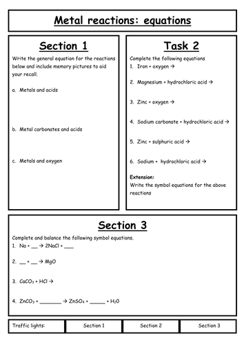 Chemical equations worksheet | Teaching Resources