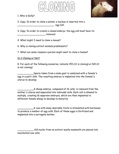 Cloning Lesson | Teaching Resources