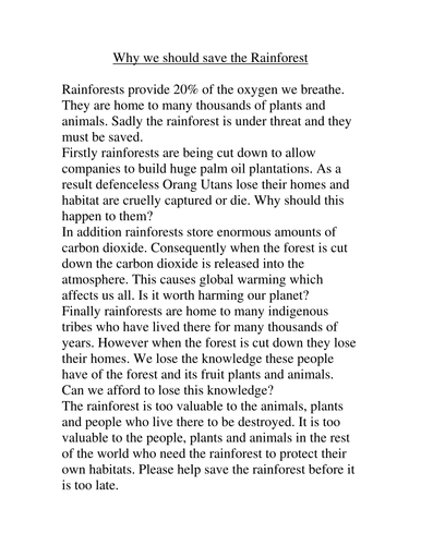 Destruction of forests essay