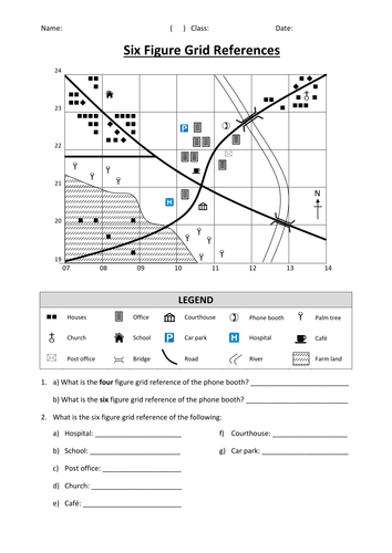 4 and 6 grid reference exercises teaching resources