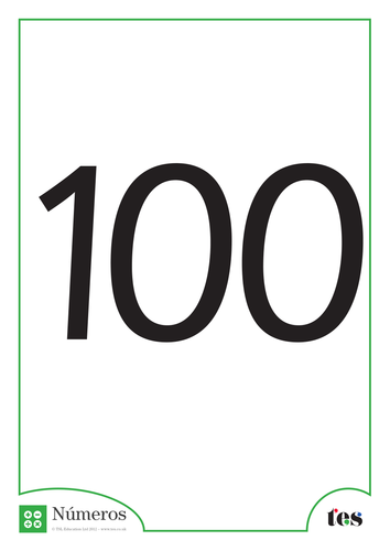 Fichas Didácticas tamaño A4 - Números 96-100 | Teaching Resources