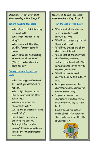 KS2 reading questions bookmark by katherinium - Teaching ...