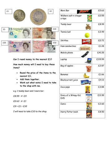 rounding money to the nearest ps1 teaching resources