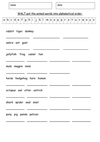 alphabetical order | Teaching Resources