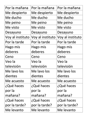 My daily routine in spanish