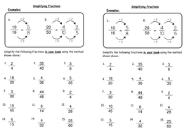 simplifying fractions by deechadwick teaching resources