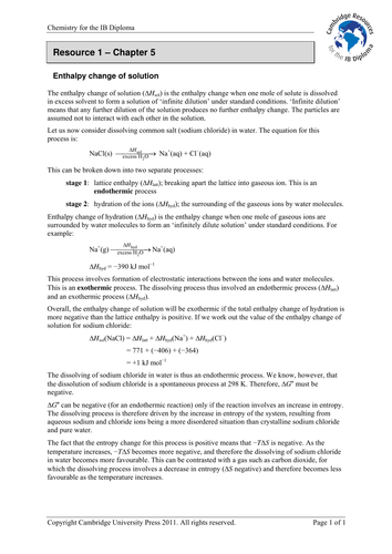 Cambridge Ib Chemistry 5 Energetics Resources Teaching Resources