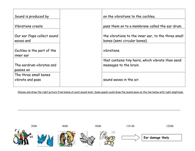 Ear damage and sound worksheets. by km152 - UK Teaching Resources - TES