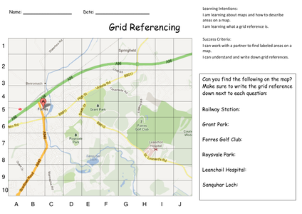 Map Referencing Grid  by and KristopherC area  Skills   geography  UK reference worksheets Activities