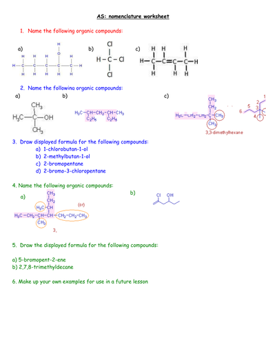 Worksheets Organic Nomenclature Worksheet as organic compound nomenclature lesson by lawrencel teaching diffentiated worksheet doc