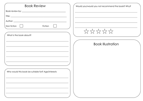 book review template ks3 printable