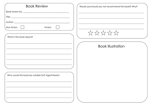 Level 3 Writing - Book Review Structure Sheet (teacher made)