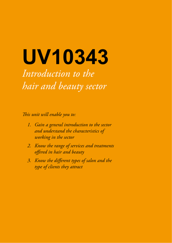Hair And Beauty Btec L1 Teaching Resources