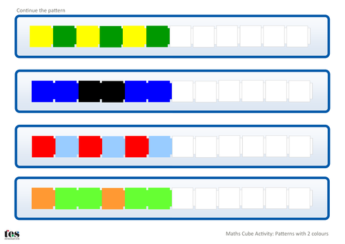 Continue the Maths Cube Patterns: 2 Colour | Teaching Resources